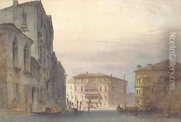 View of the Ca' Foscari on the Grand Canal, Venice Oil Painting - William Callow