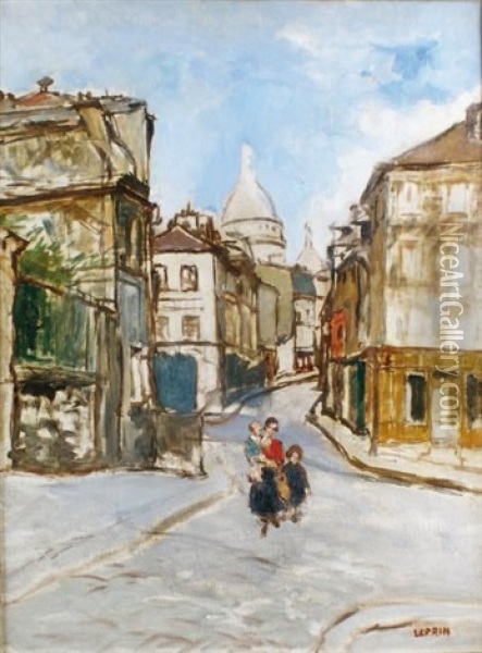 Rue Animee A Montmartre Oil Painting - Marcel Francois Leprin