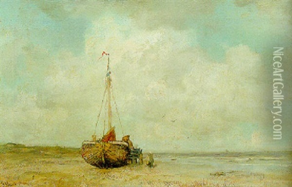 Strand Met Bom Oil Painting - Jacob Henricus Maris