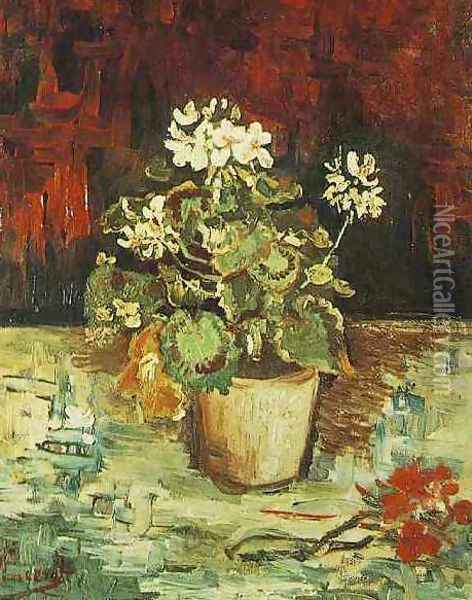Geranium In A Flowerpot Oil Painting - Vincent Van Gogh