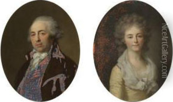 Portrait Of Francois Issac Couderc; Portrait Of Madam Couderc Oil Painting - Henri Pierre Danloux