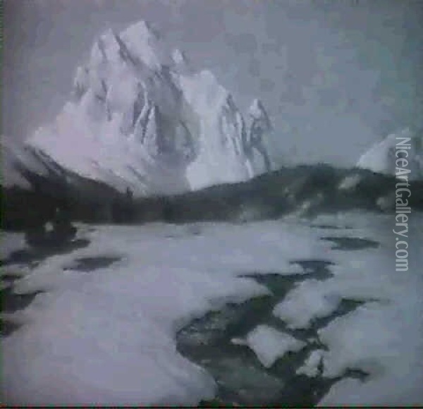 Winterliche Alpenlandschaft Oil Painting - Carl (Karl, Charles) O'Lynch of Town