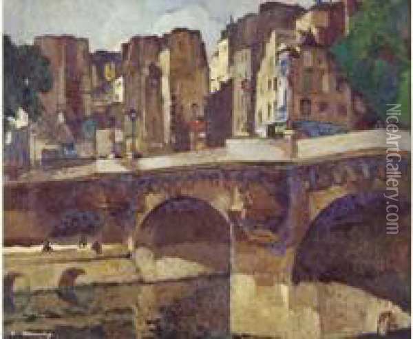 Le Pont Neuf Oil Painting - Leon Cauvy