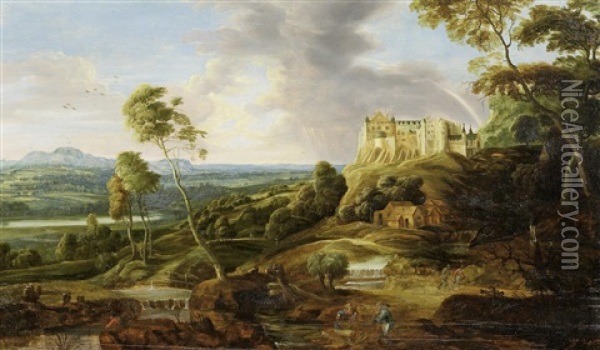Herrschaftliche Burganlage Uber Einem Weiten Flusstal Oil Painting - Ambrosius Brueghel