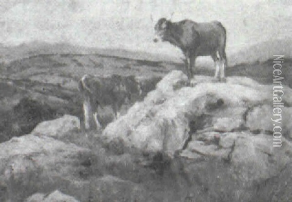 Vacas De Campo (asturias) Oil Painting - Serafin Avendano