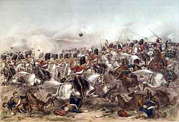 Battle of Balaclava Brilliant charge of the Scots Greys Oil Painting - Augustus Butler