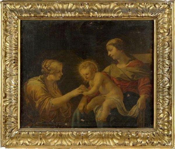 Le Mariage Mystique De Sainte Catherine. Oil Painting - Jacques Blanchard