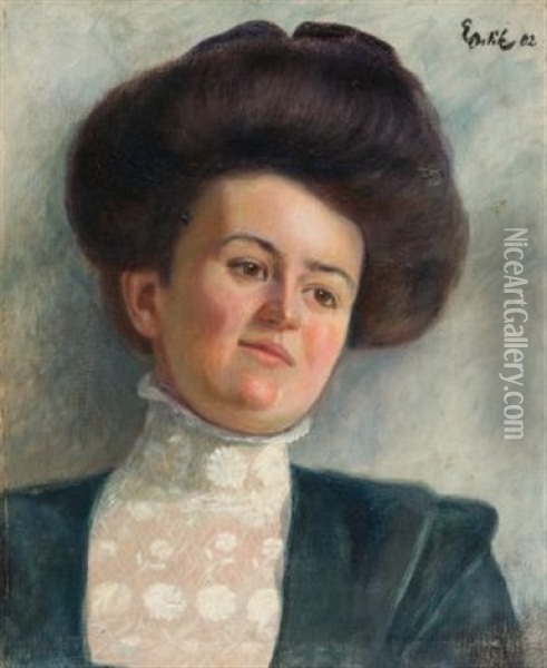 Portrat Einer Jungen Dame Oil Painting - Emil Orlik