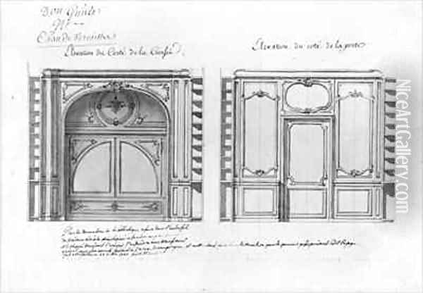 Plan and Elevation of the decoration of the library of Madame Adelaide Oil Painting - Ange-Jacques Gabriel