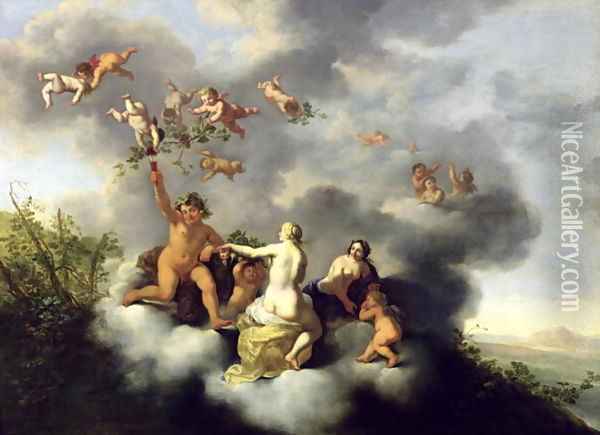 Ceres Bacchus Venus and Cupid Oil Painting - Cornelis Van Poelenburgh