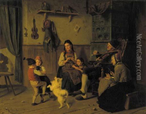 A Merry Melody Oil Painting - Heinrich Leinweber