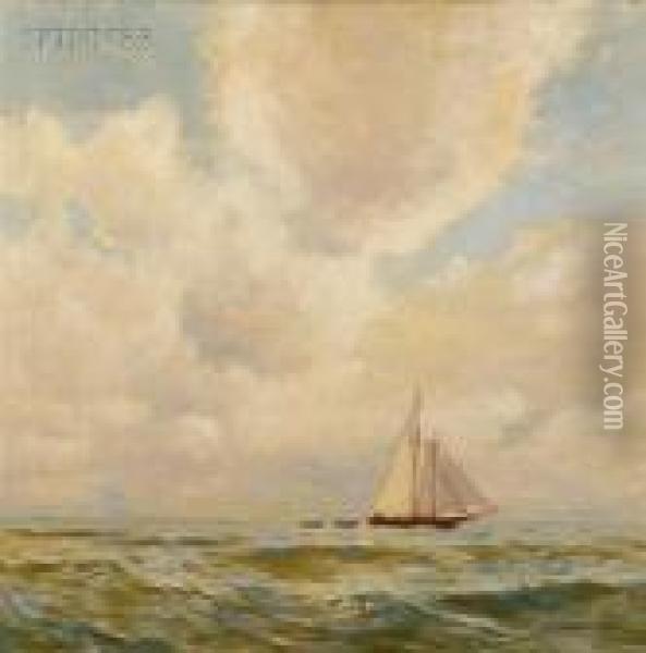 Schooner On The Open Sea Oil Painting - Carlton Theodore Chapman