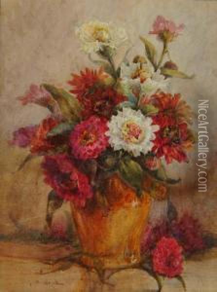 Still Life - A Vase Of Flowers Oil Painting - John Porter Wale