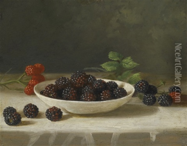 Blackberries Oil Painting - John F. Francis