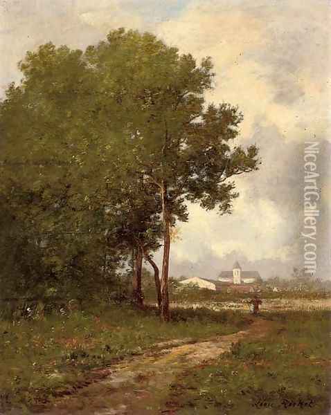 Walking on a path at the edge of a wood Oil Painting - Leon Richet