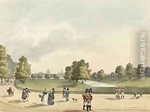 A View in St Jamess Park of the Horse Guards and St Pauls Taken from Buckingham House Oil Painting - Manskirch, Franz Joseph