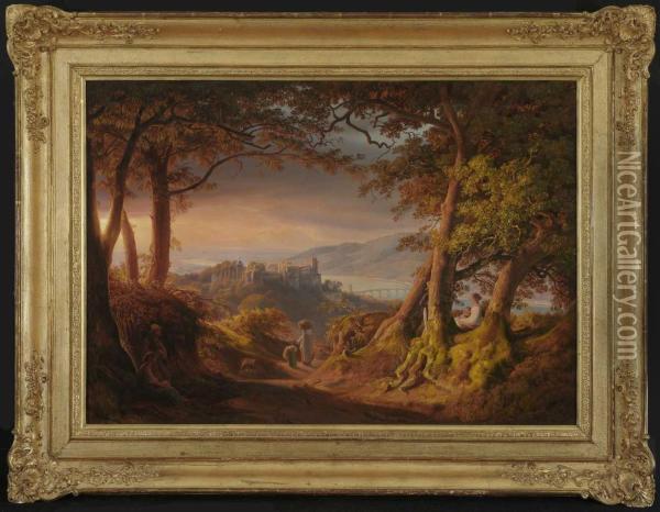 Blick Auf Das Heidelberger Schloss. Oil Painting - August Lucas