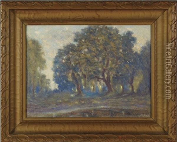 Impressionist Forest With Pond In The Foreground Oil Painting - Alfred S. Rix