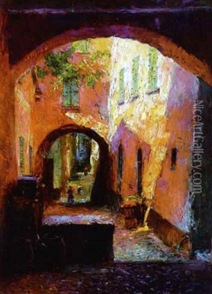 Rue De Village Oil Painting - Julien Gustave Gagliardini