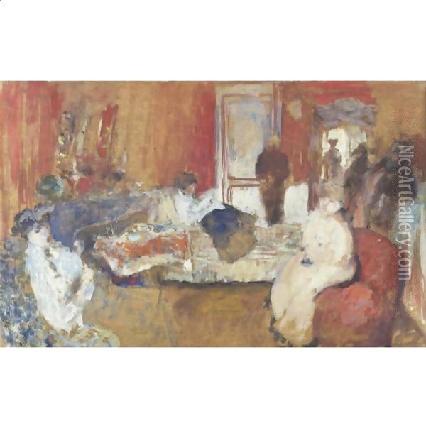 Dans La Chambre Rouge Oil Painting - Jean-Edouard Vuillard