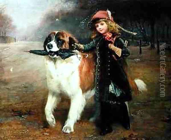 Off to School Oil Painting - Charles Burton