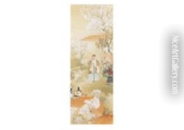 Daigo Cherry Blossoms Oil Painting - Shokoku Ikai