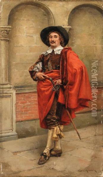A Dashing Cavalier Oil Painting - Jean-Charles Meissonier