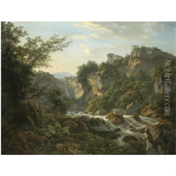 A View Of Tivoli Oil Painting - Edouard De Vigne