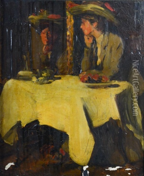 Parisian Cafe Oil Painting - Everett Lloyd Bryant