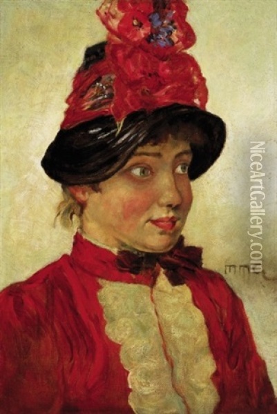 Parisian Girl Oil Painting - Gusztav Magyar Mannheimer