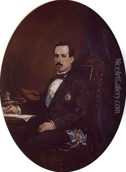 Retrato del Ministro de Fomento Manuel Ruiz Zorrilla (Portrait of Ministro de Fomento Manuel Ruiz Zorrilla) Oil Painting - Francisco Domingo Marques
