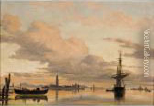 Evening On The Lagune Of Venice Oil Painting - Edward William Cooke