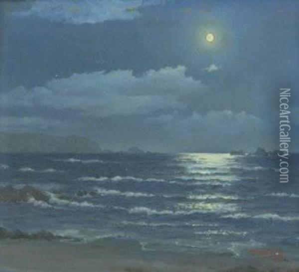 G. Costas De Chile. Pichilemu. Luna Llena Oil Painting - Horacio Garcia