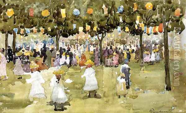 Central Park New York City July 4th Oil Painting - Maurice Brazil Prendergast