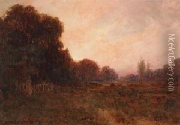 Landscape At Sunset Oil Painting - Sydney Jones Yard