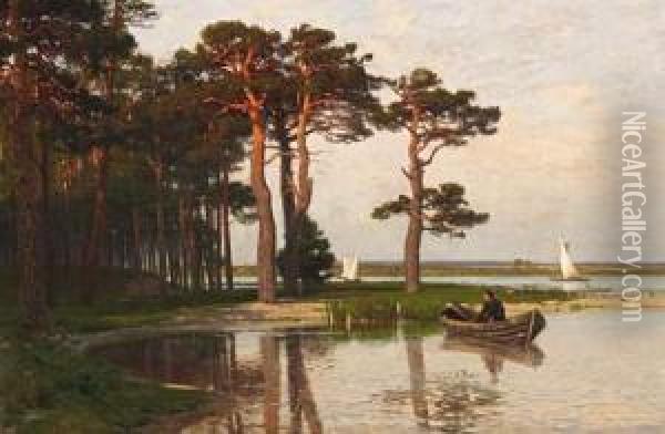 Lagoon Landscape By The Baltic Sea Oil Painting - Julius Wentscher