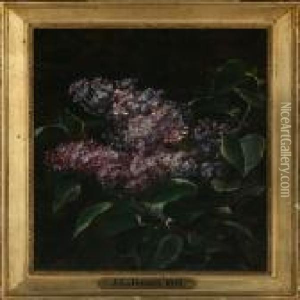Purple Lilacs Oil Painting - Johan Laurentz Jensen