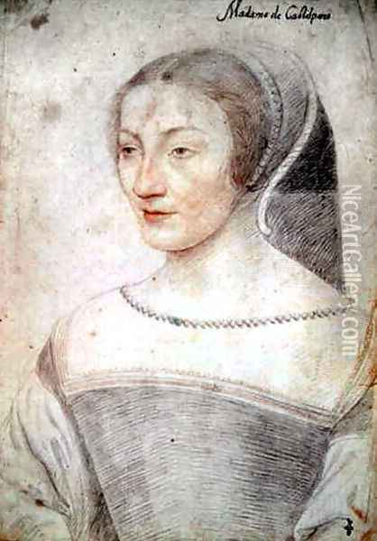 Madeleine d'Ognies (c.1518-71), femme de Brunet, seigneur de Castelpers, c.1538 Oil Painting - (studio of) Clouet