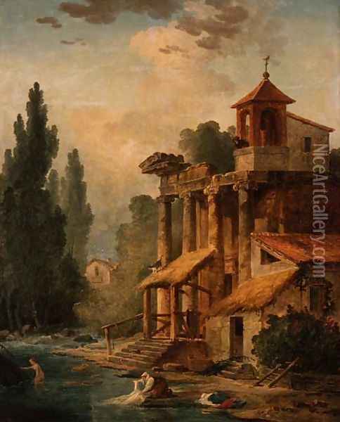 A Caprice with a Hermitage, 1796 Oil Painting - Hubert Robert