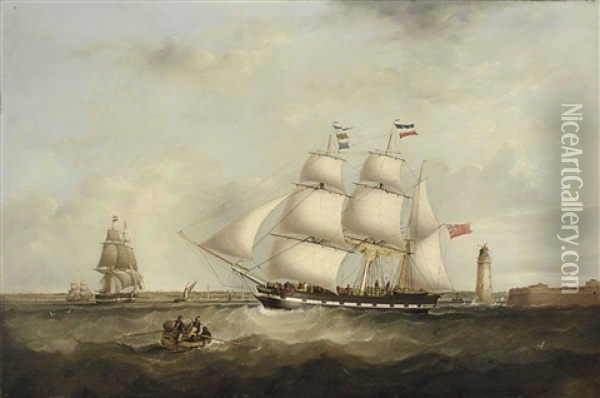 The 'gazelle' Entering The Mersey Oil Painting - Samuel Walters