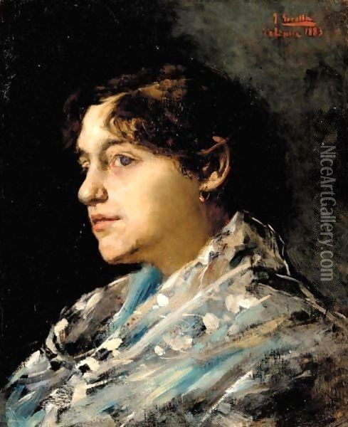 Portrait Of A Young Lady Oil Painting - Joaquin Sorolla Y Bastida
