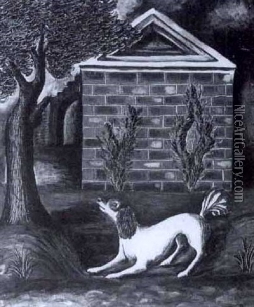 A Dog In A Garden, Recto; A Factory, Verso Oil Painting - Denton Welch
