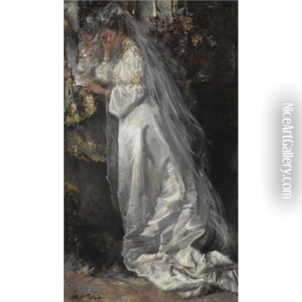 The Bride (bruiloftsmorgen) Oil Painting - Otto Willem Albertus Roelofs