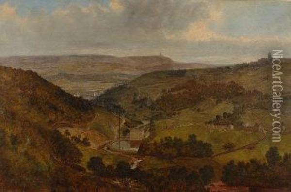 Hebden Valley From Nabnook Oil Painting - John Snr. Holland
