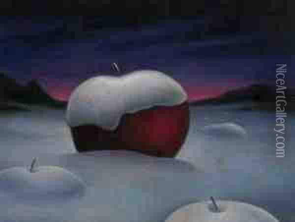 Apple In Snow Oil Painting - John Johnston Soren
