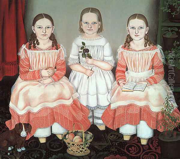 The Lincoln Children 1845 Oil Painting - Susan C. Waters