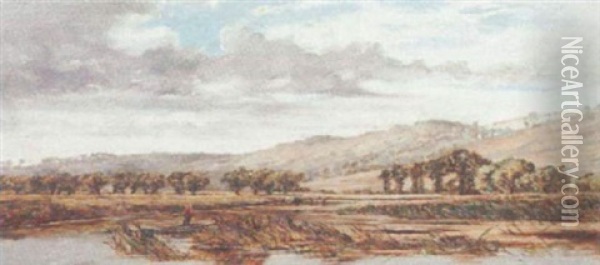 River Landscape Oil Painting - William Herbert Allen