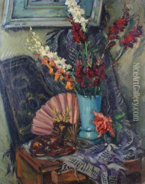 Vase De Glaieuls Oil Painting - Roger Grillon
