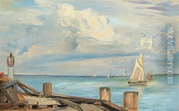 View From A Pier Oil Painting - Thorolf Pedersen