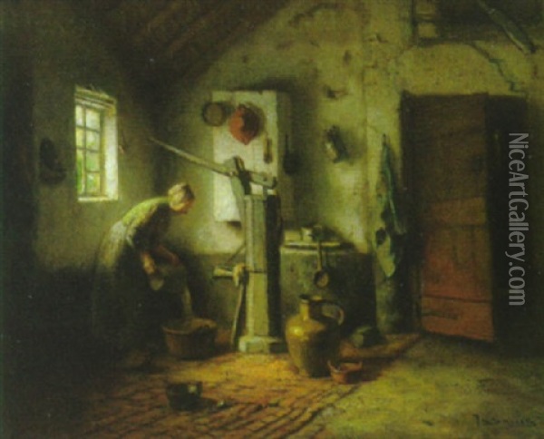 Hollandisches Interieur Oil Painting - Jacques (Jacob Cornelis) Snoeck
